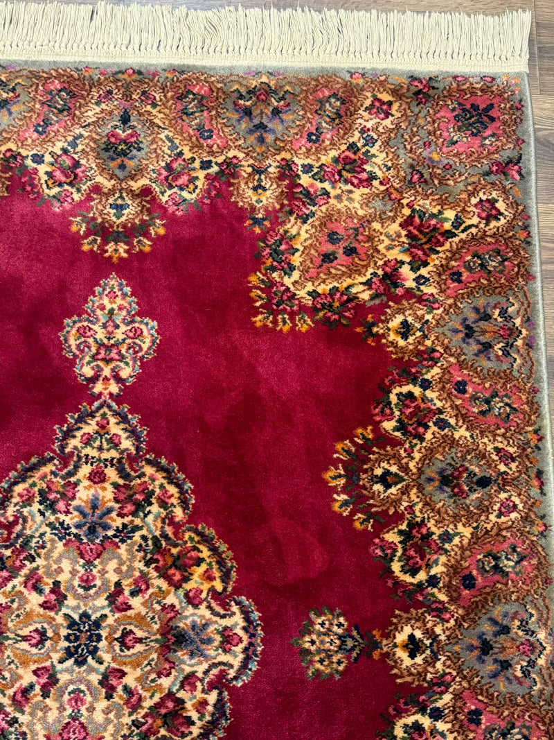 Karastan Rug 4x6 Red Medallion Kirman #762, Wool Vintage Original 700 Series by Jewel Rugs