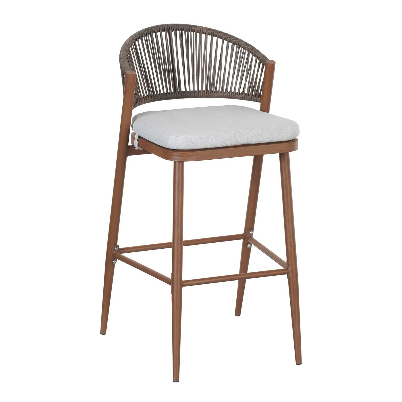 Outdoor Bar Height Metal Frame Counter Stools with Scallop-Shaped Backrest & Water-Resistant Cushions by HouseOfZazla