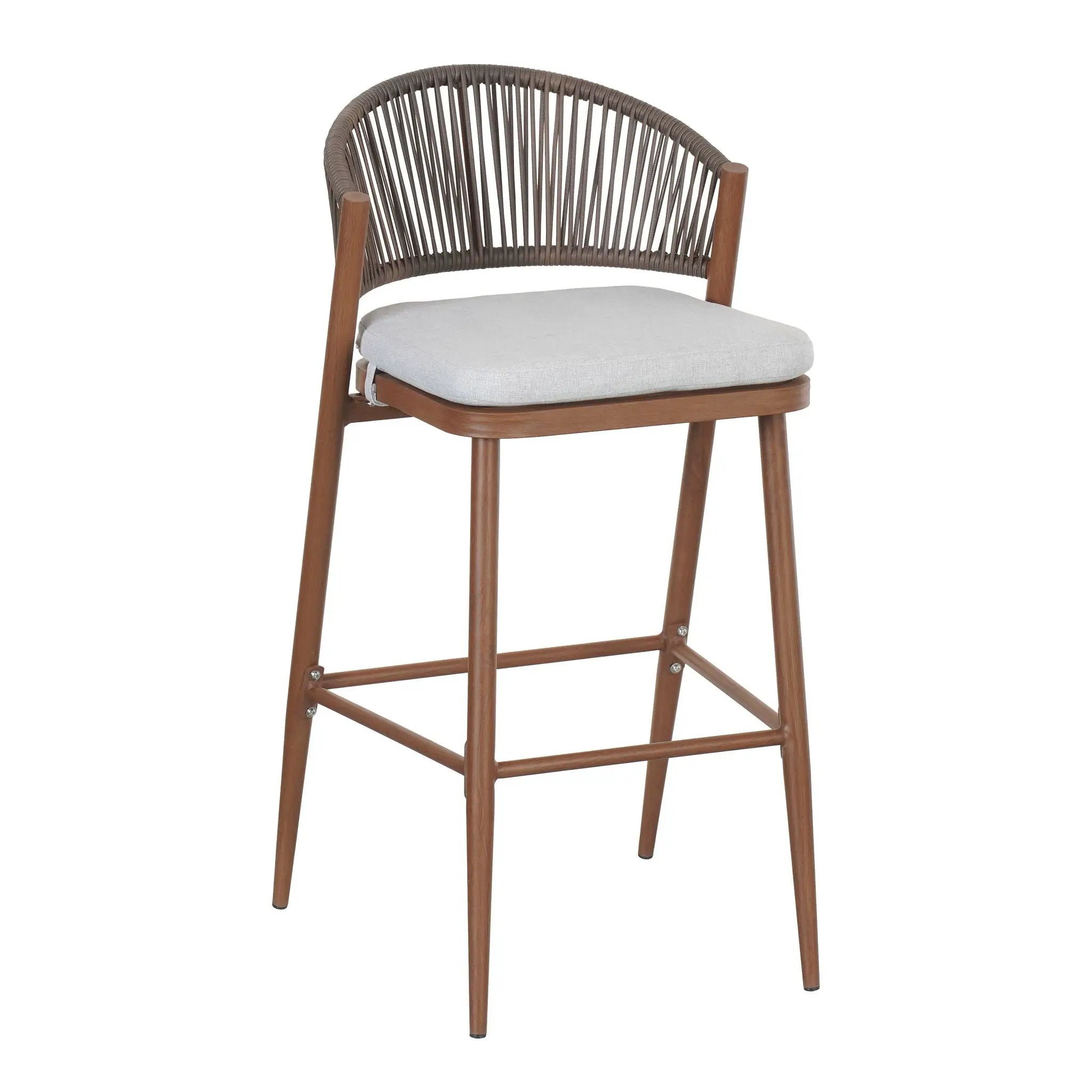 Outdoor Bar Height Metal Frame Counter Stools with Scallop-Shaped Backrest & Water-Resistant Cushions by HouseOfZazla