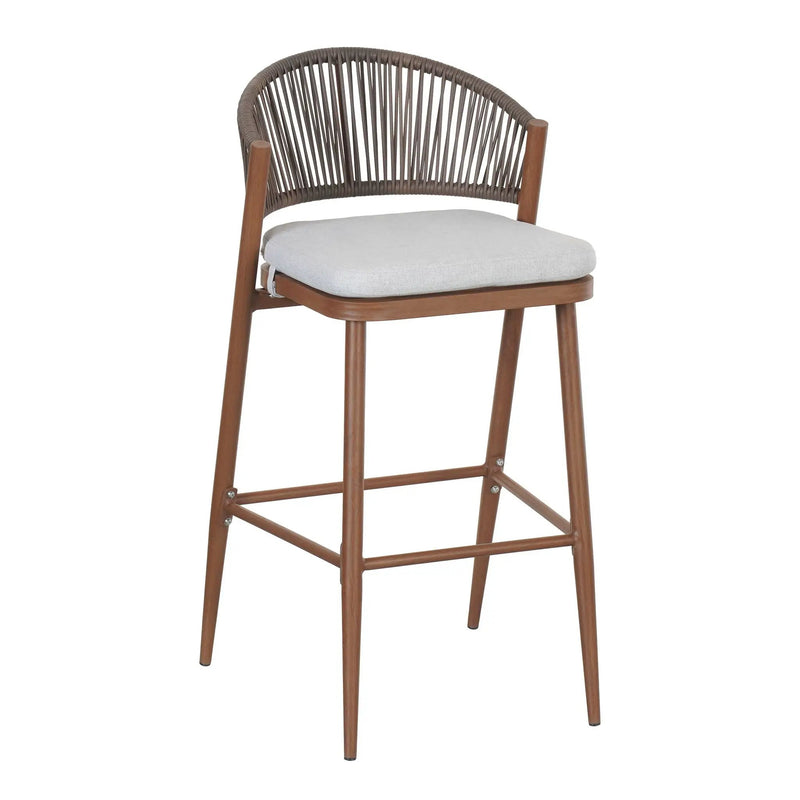 Outdoor Bar Height Metal Frame Counter Stools with Scallop-Shaped Backrest & Water-Resistant Cushions by HouseOfZazla