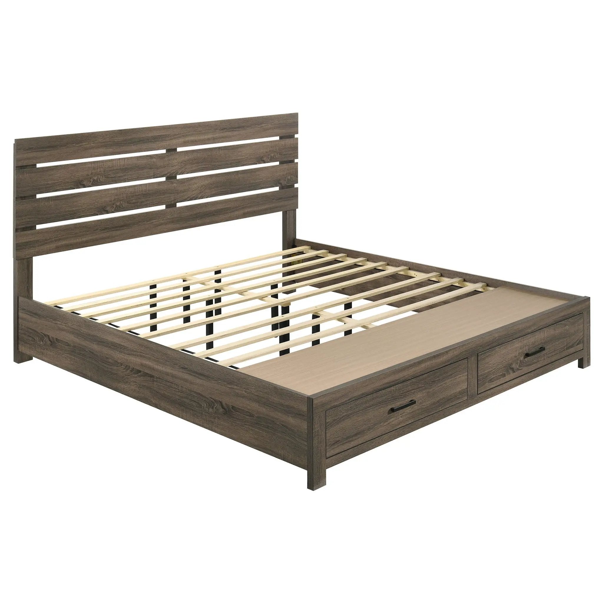 Brantford Wood Eastern King Storage Panel Bed Barrel Oak by Unique Piece Furniture