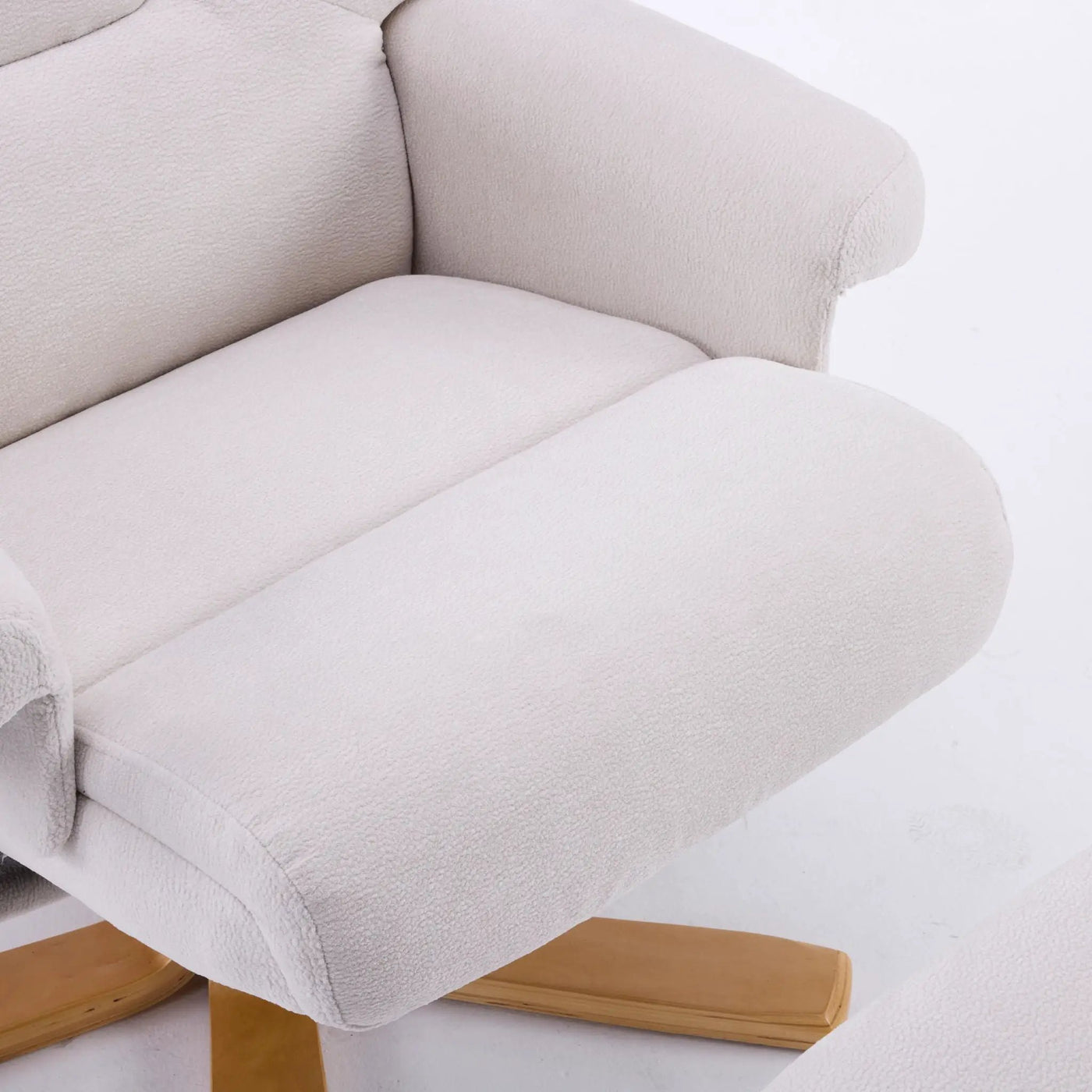 Upholstered Heated Massage 360° Swivel Accent Chair With Ottoman by HouseOfZazla