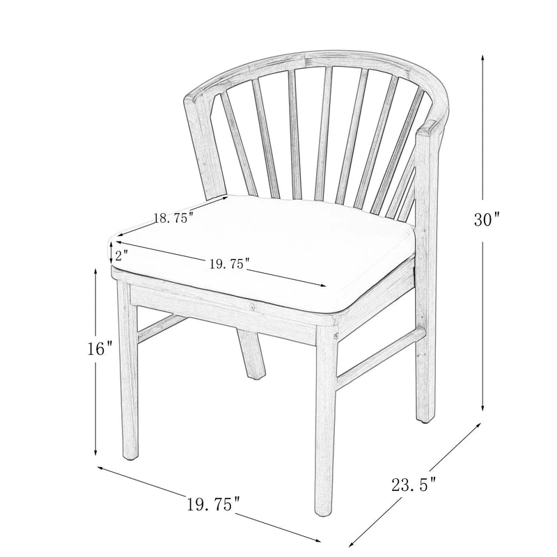 Outdoor Dining Chairs Set of 2, Acacia Wood Patio Chairs with Cushions by HouseOfZazla