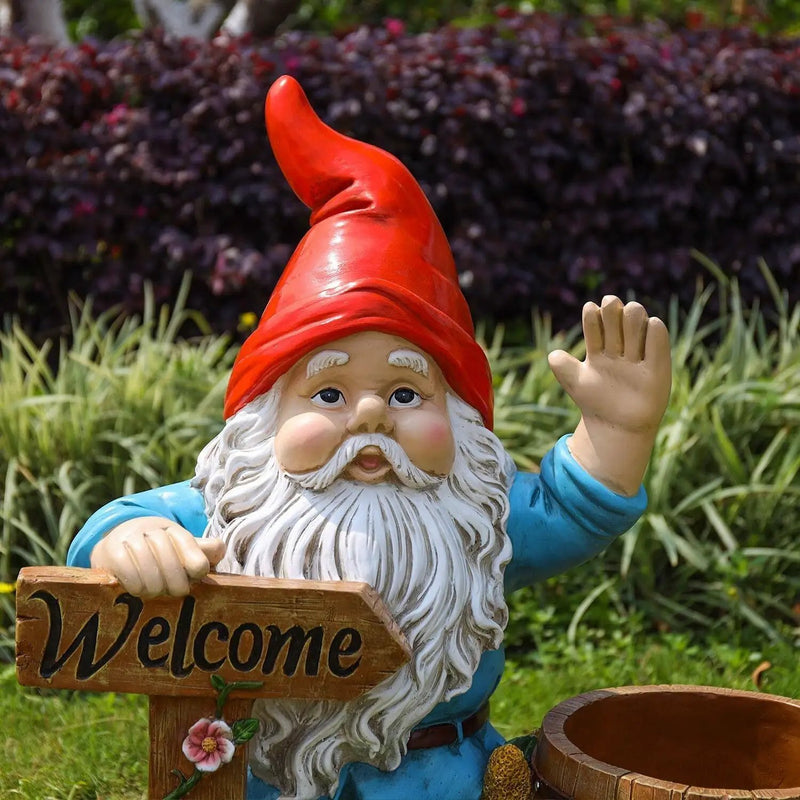 Outdoor Garden Sculpture Gnome Flower Pot Planter by HouseOfZazla