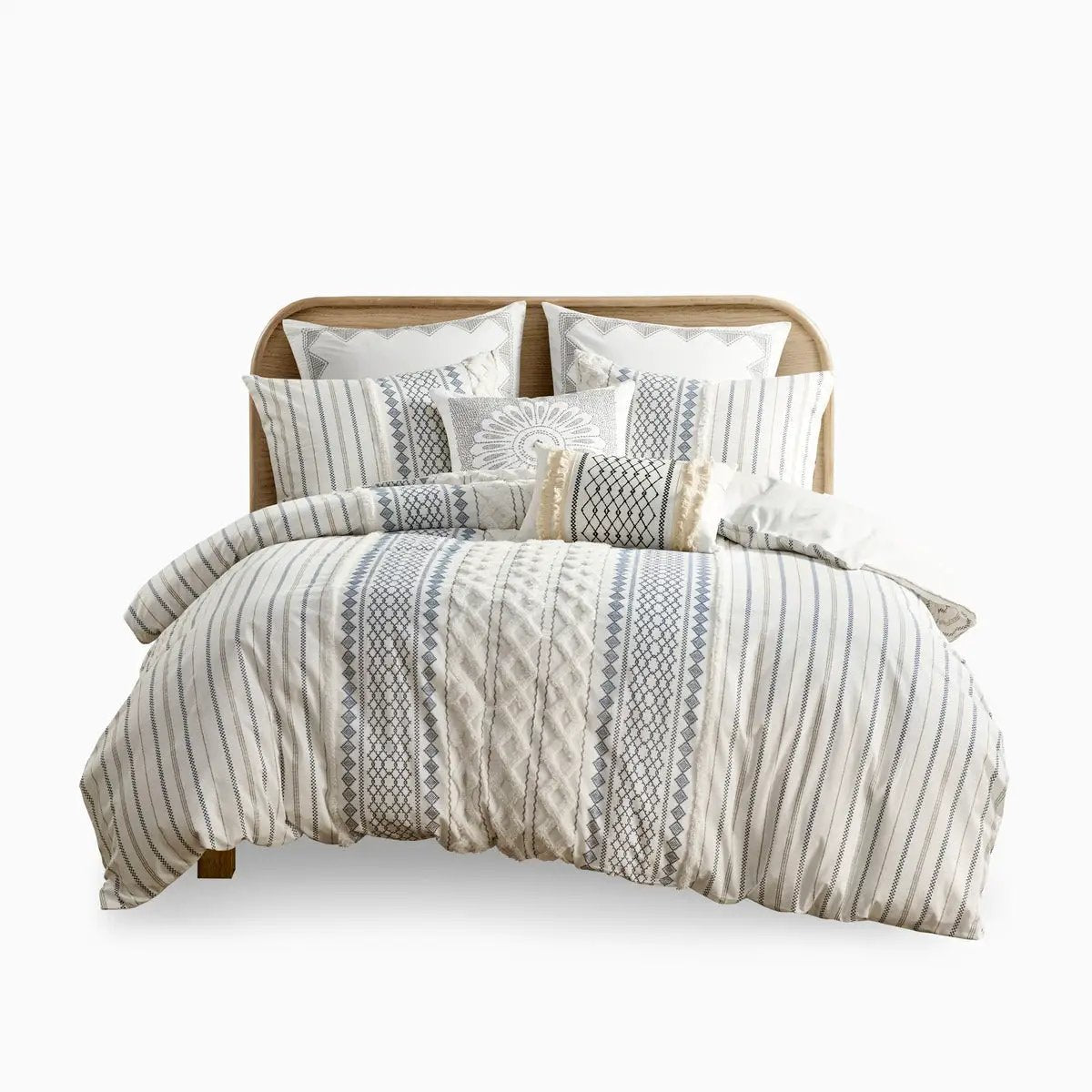 Full/Queen Cotton Printed Duvet Cover Set with Chenille by HouseOfZazla