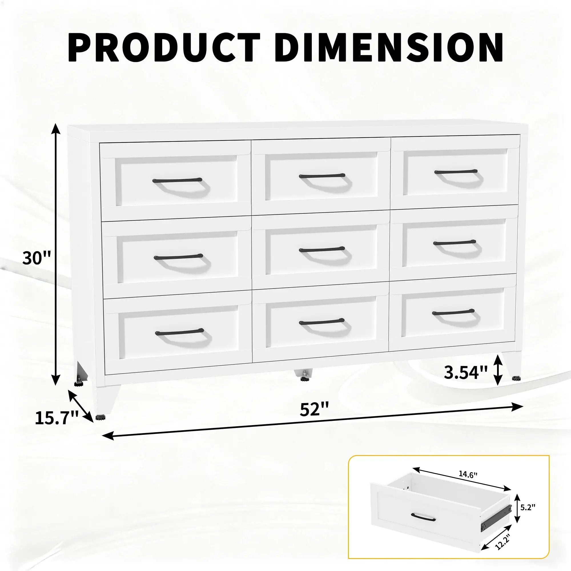 9 Drawer White Metal Dresser with Quiet-Glide Rails by HouseOfZazla