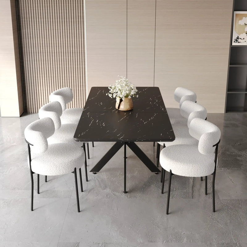 Extendable Dining Table Set With Curved Backrest Upholstered Chairs by Unique Piece Furniture