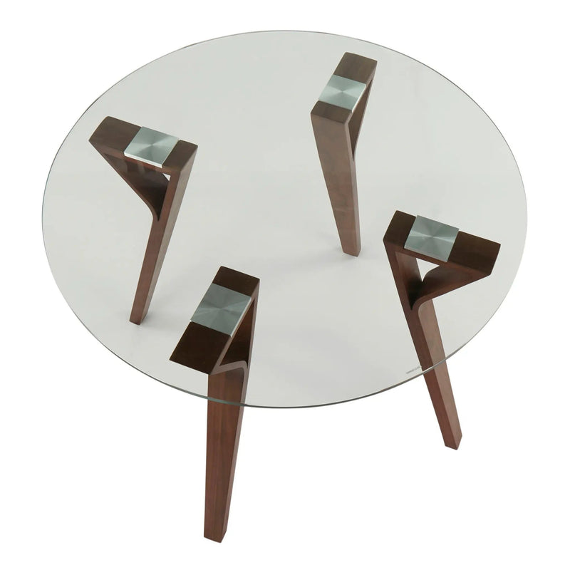 Folia - Mid-Century Modern Round Dinette Table - Walnut / Clear by HouseOfZazla