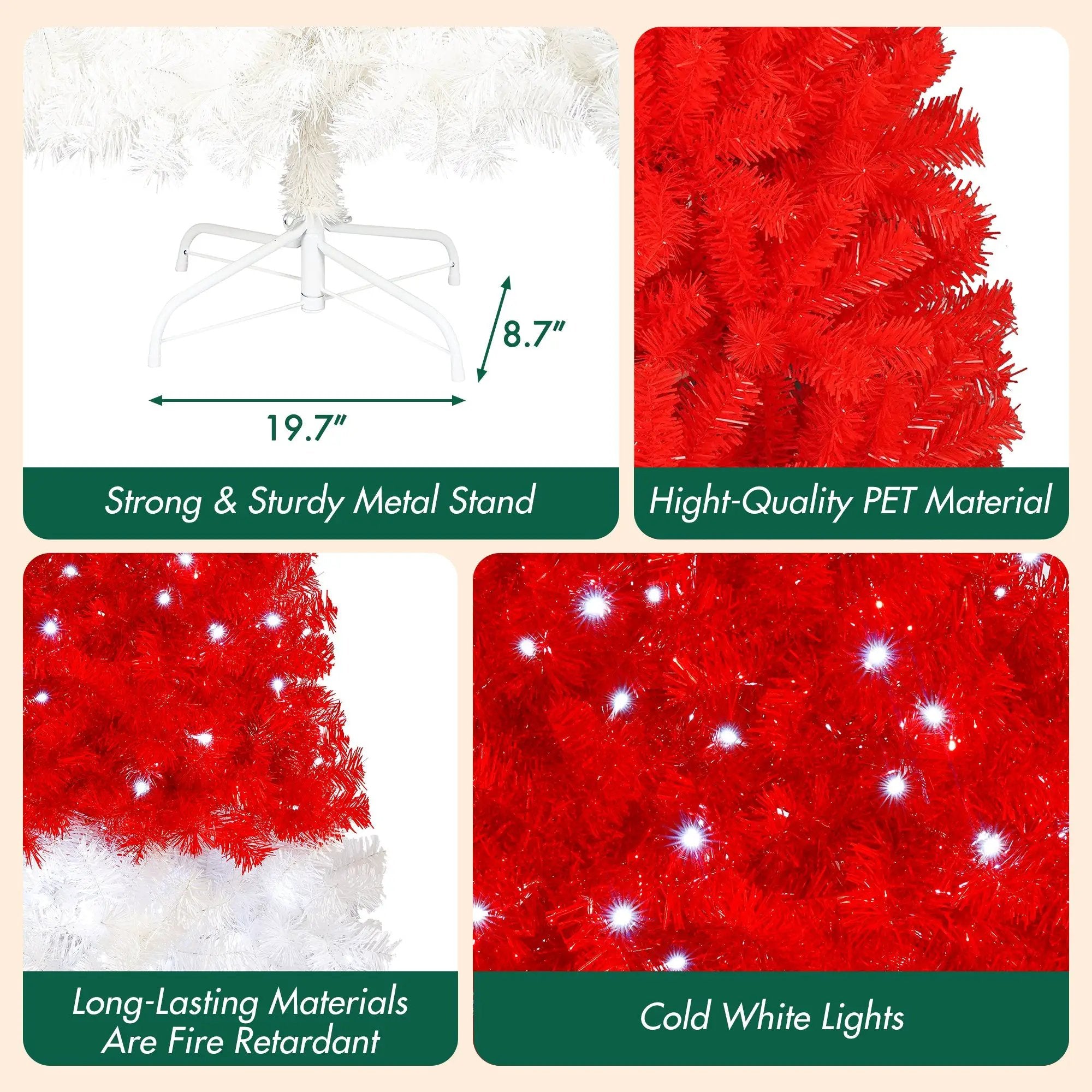 6FT Artificial Christmas Tree with LED Light, Santa's Hat Shape by HouseOfZazla