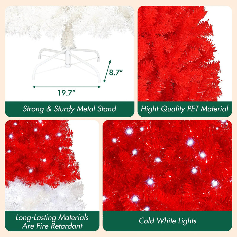 6FT Artificial Christmas Tree with LED Light, Santa's Hat Shape by HouseOfZazla