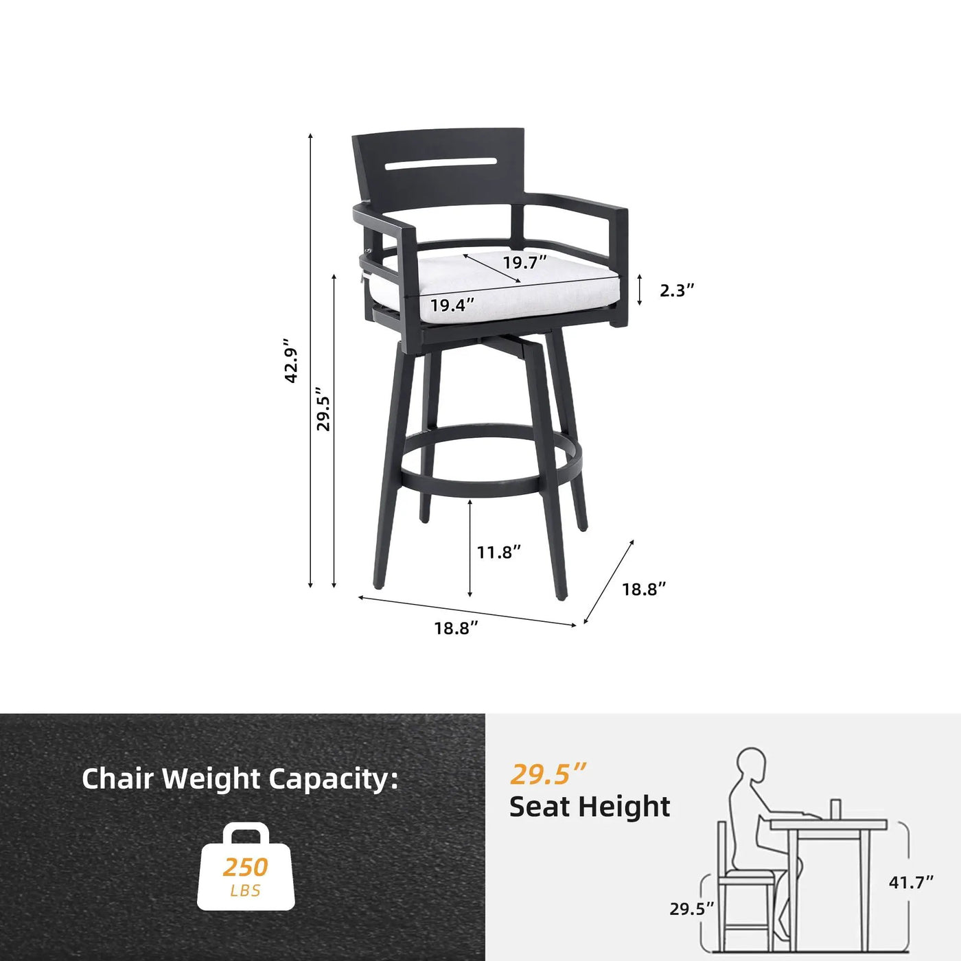 Outdoor Swivel Bar Chairs, 360 Degree Rotation, Ergonomic Backrest (Set of 2) by HouseOfZazla