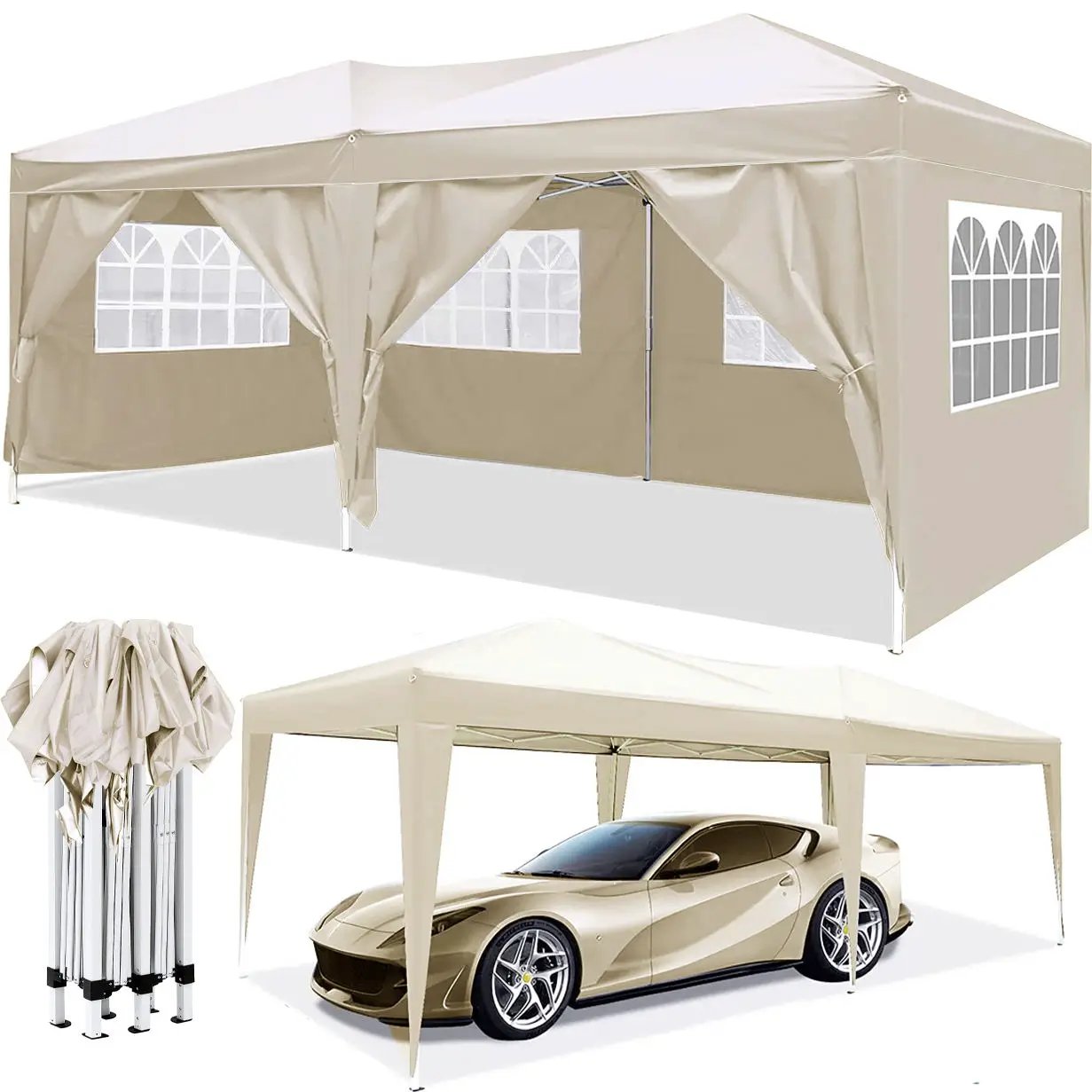 10'x20' EZ Pop Up Canopy Outdoor Portable Party Folding Tent with 6 Removable Sidewalls by HouseOfZazla