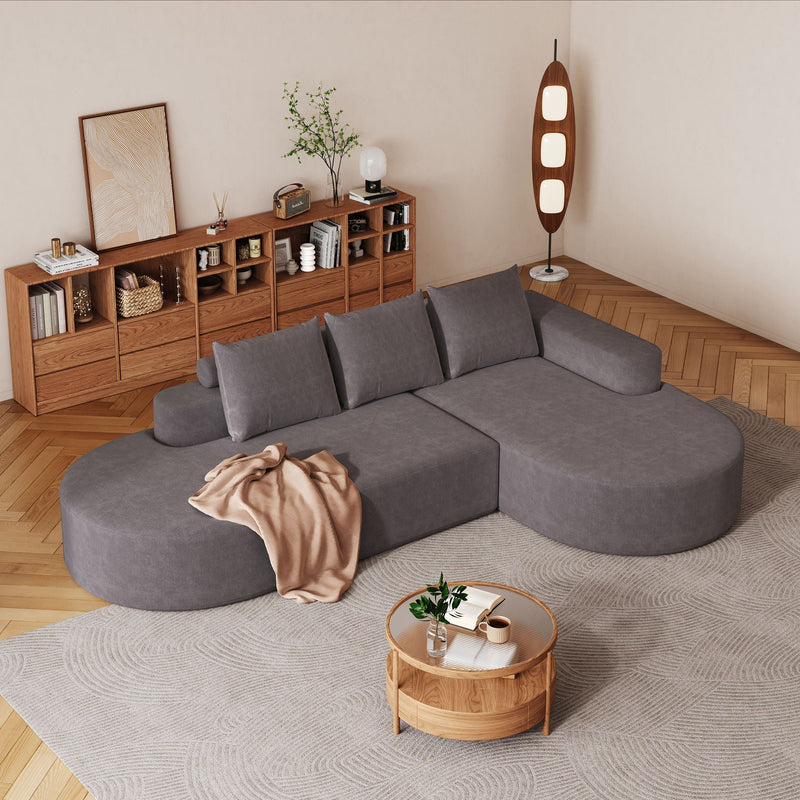 Modern Curved Sofa, L-Shaped Modular Sectional Set With 3 Pillows by HouseOfZazla