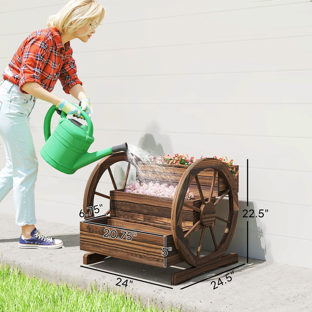 3-Tier Raised Garden Bed Planter with Drainage - Natural Wood, photo 7 of 10