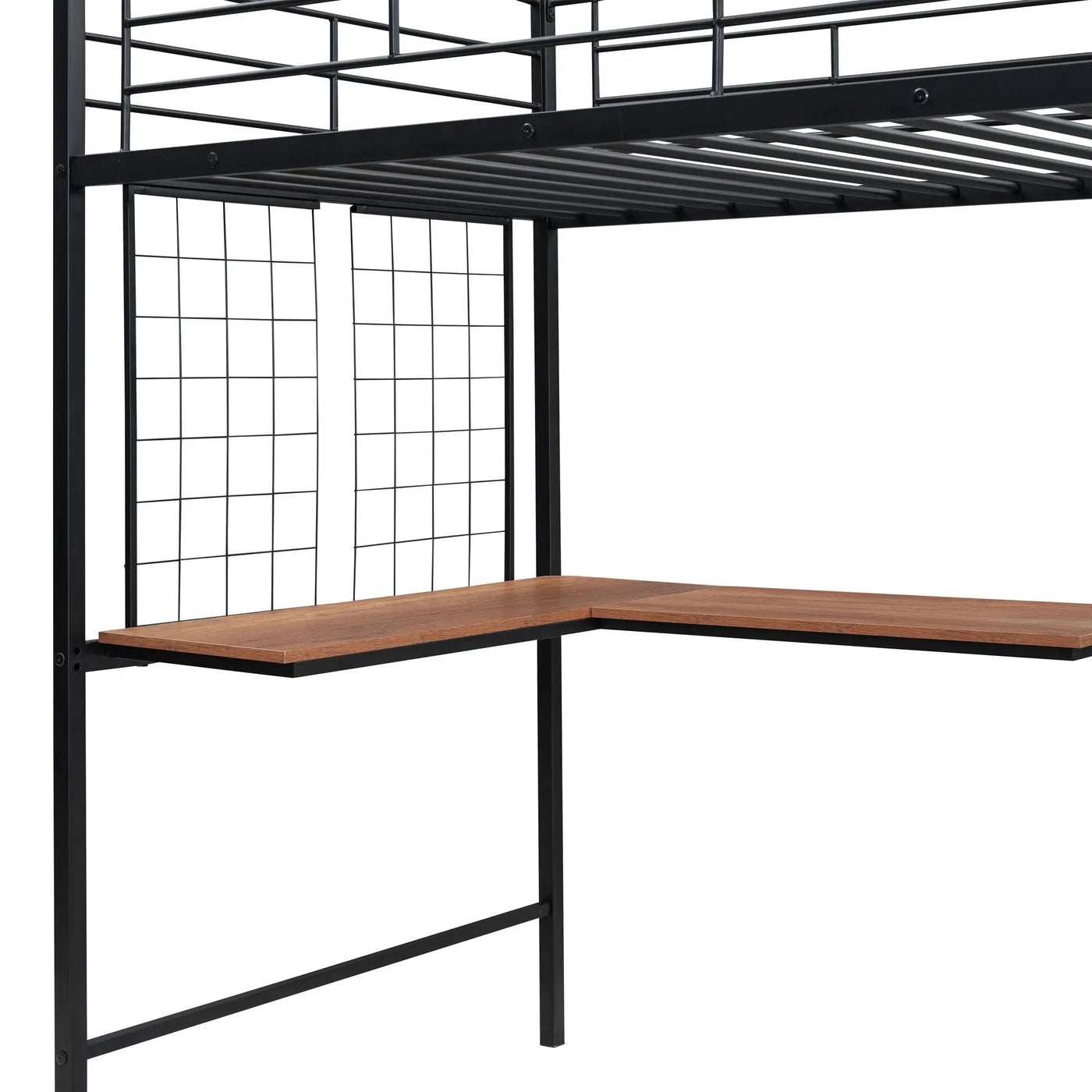 Loft Bed With Desk And Grid, Stylish Frame With Lateral Storage Ladder And Wardrobe by HouseOfZazla
