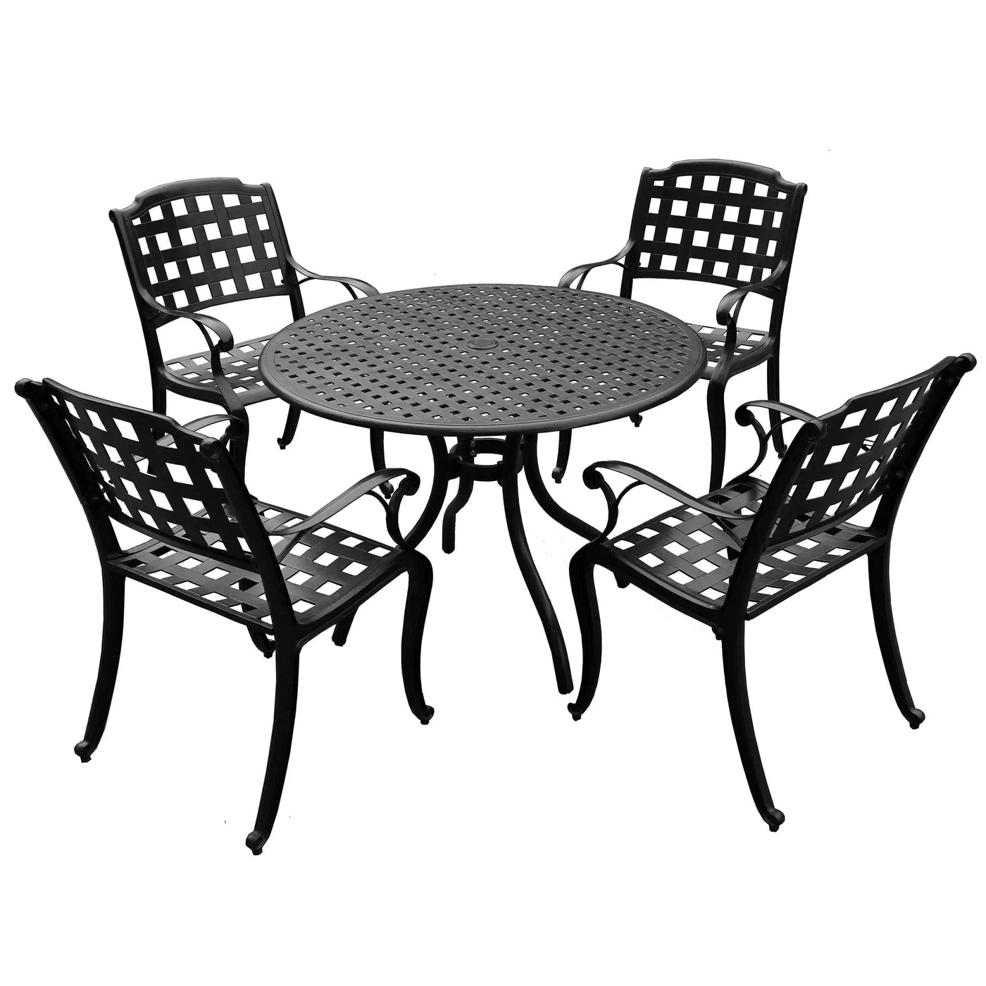 Outdoor Aluminum 5pc Round Patio Dining Set with Four Chairs by Sharicks