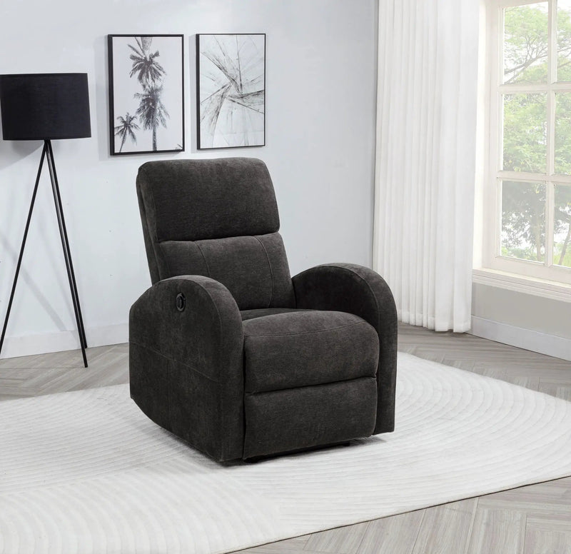 Grant Fabric Upholstered Power Recliner Chair Charcoal Grey by Unique Piece Furniture