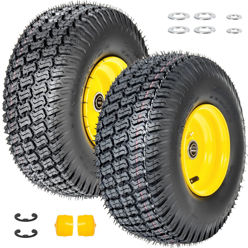 Set of 2 15x6.00-6 Lawn Mower Tires and Wheel Assembly by HouseOfZazla