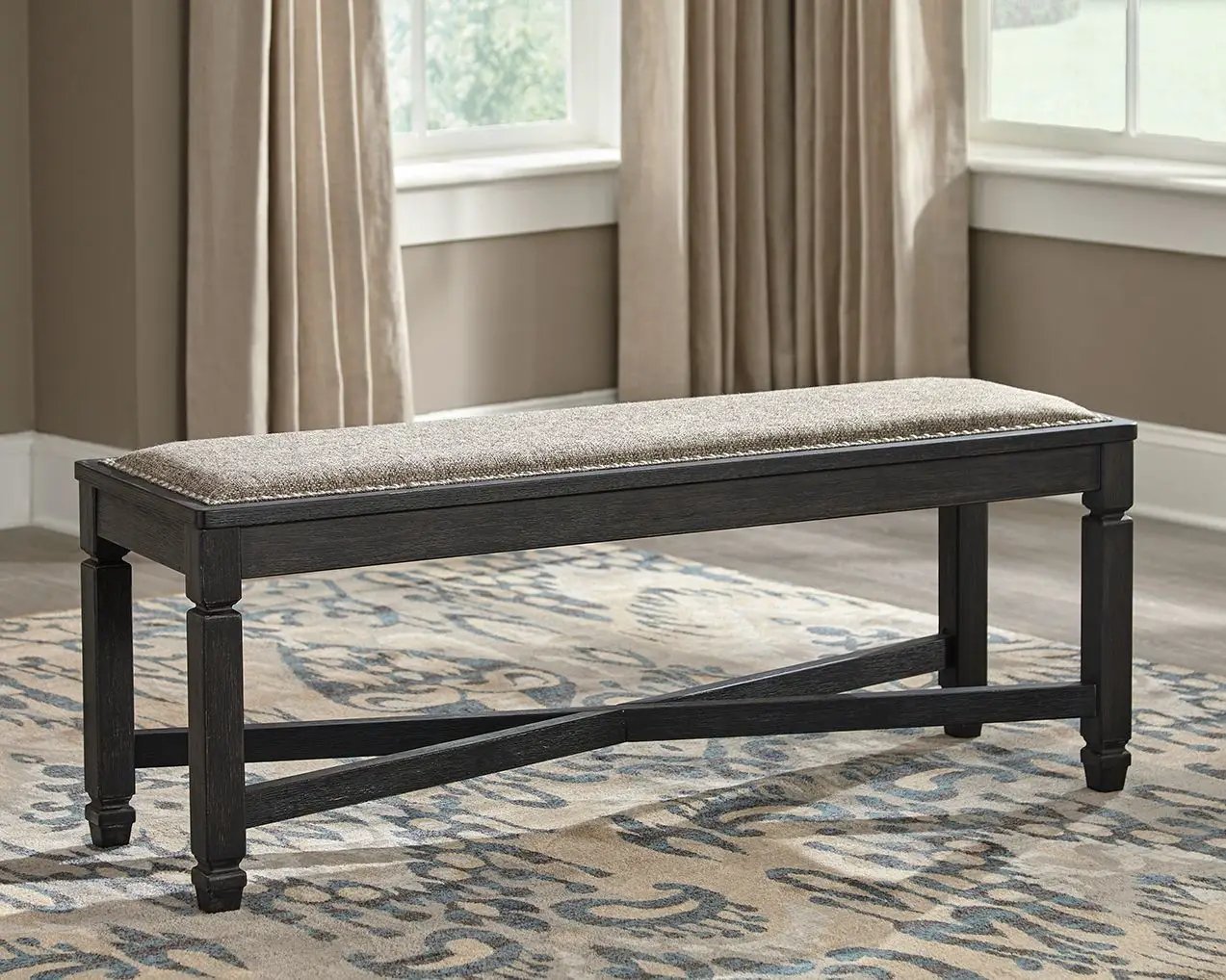 Tyler Creek - Upholstered Bench - Black / Grayish Brown by Unique Piece Furniture