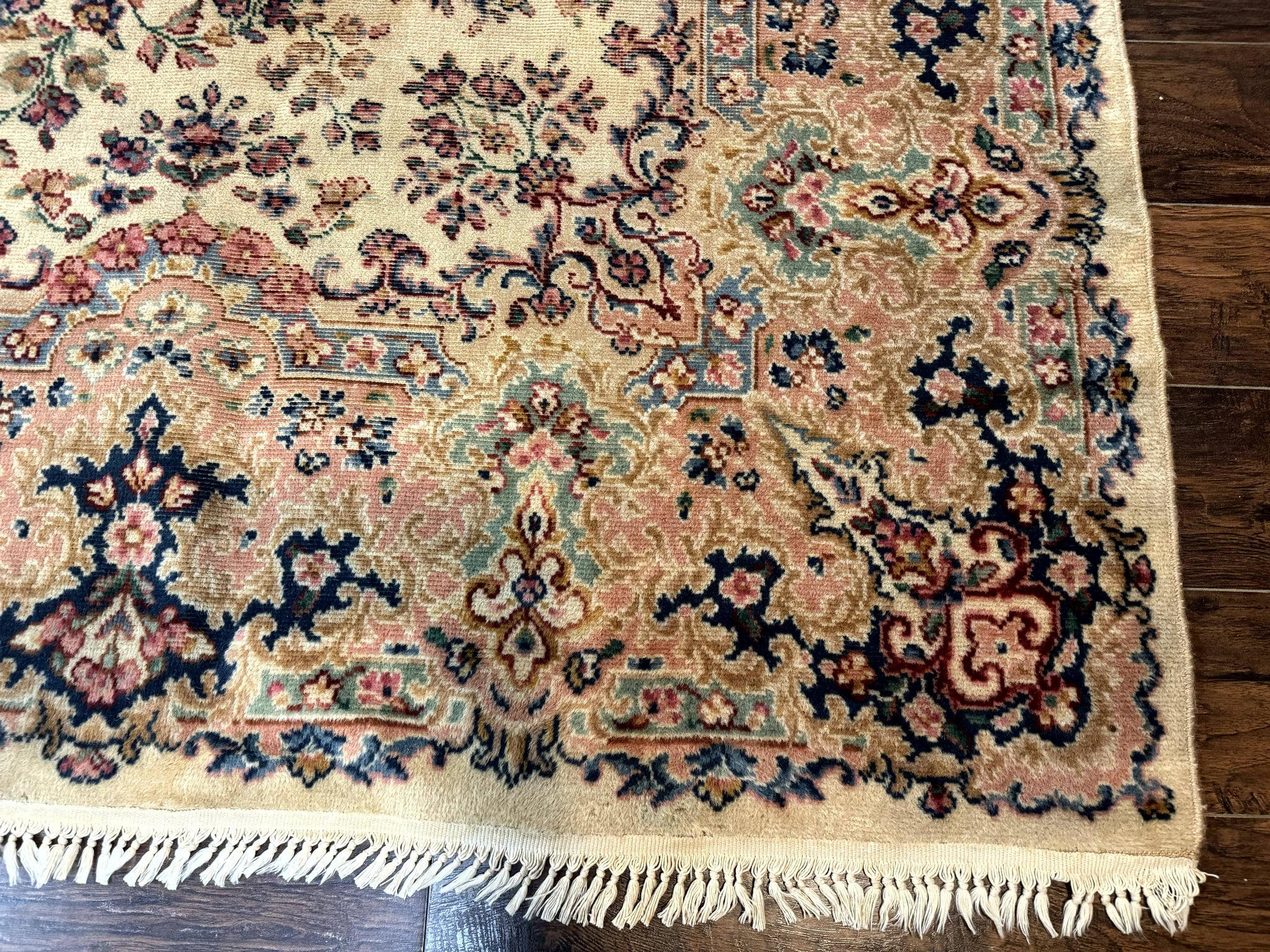 Antique Karastan Rug 8.8 x 12 Lanamar Floral Ivory Kirman Wool Discontinued by Jewel Rugs