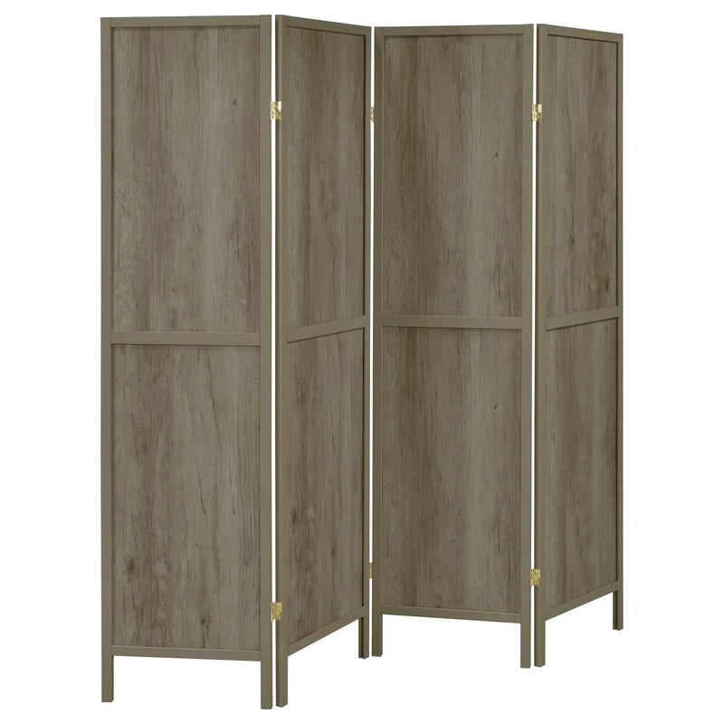 Deepika 4-Panel Room Divider Folding Screen Grey Driftwood by Unique Piece Furniture
