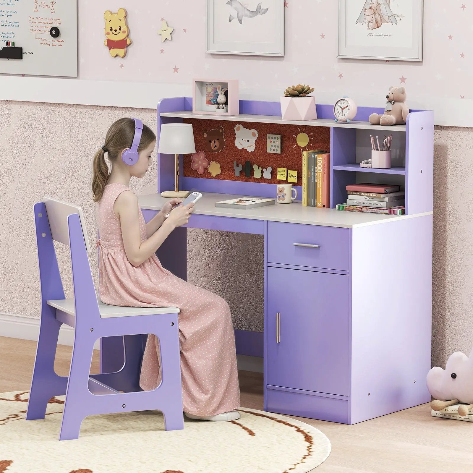 Kids Study Desk and Chair Set Student Table and Chair by DirectDeals