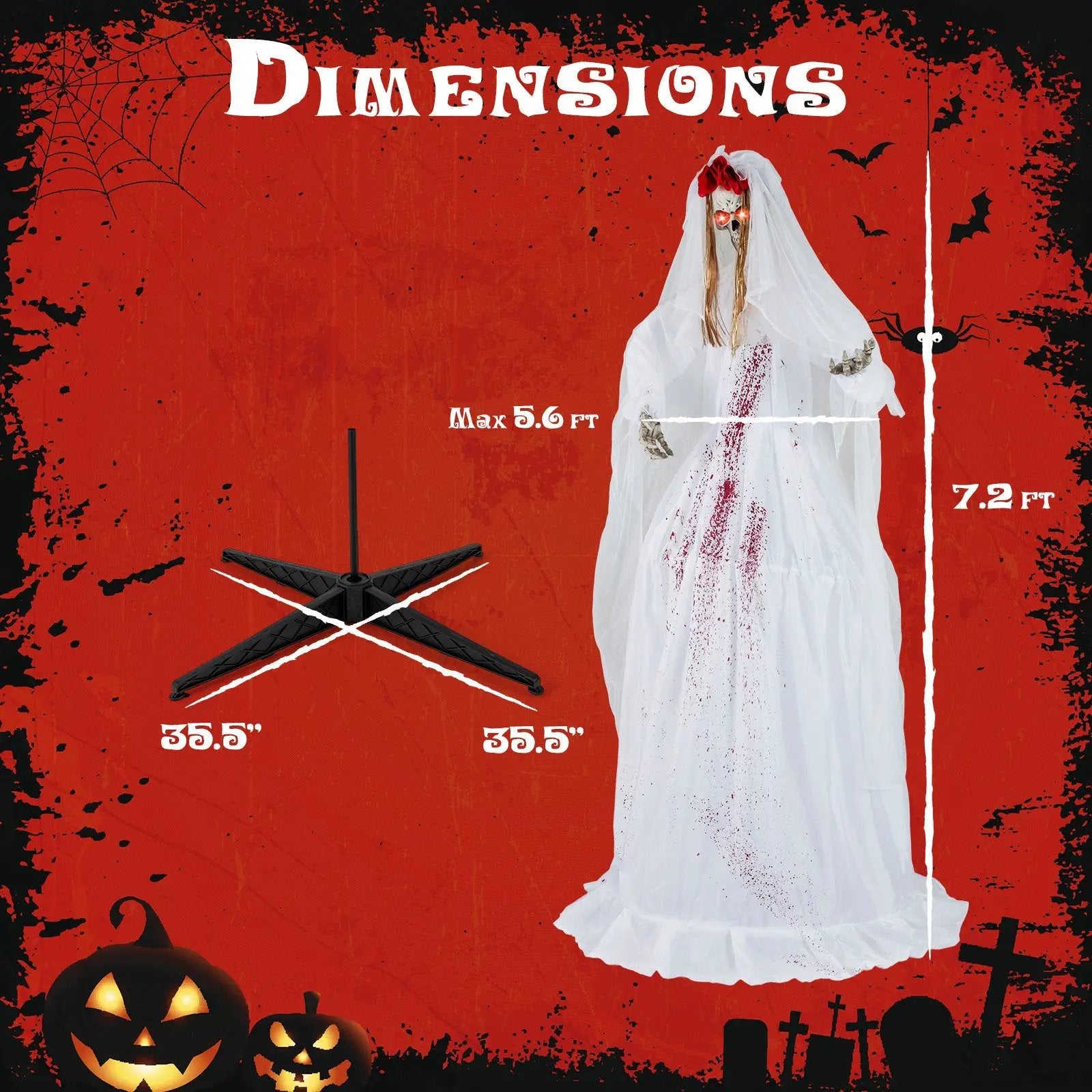 Halloween Animatronic Standing Bride 7.2 FT Haunted House Decoration by DirectDeals