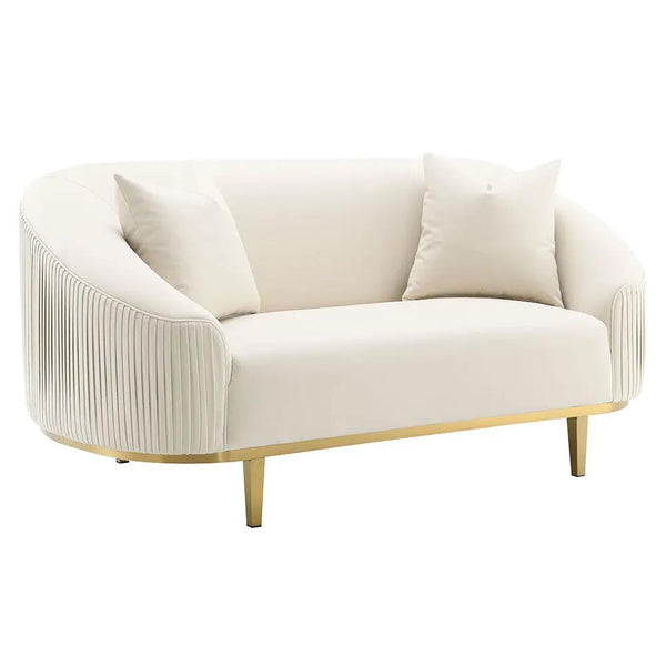 Martina - Loveseat With 2 Pillows - Ivory Velvet