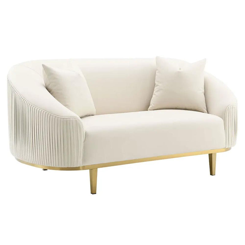 Martina - Loveseat With 2 Pillows - Ivory Velvet by Unique Piece Furniture