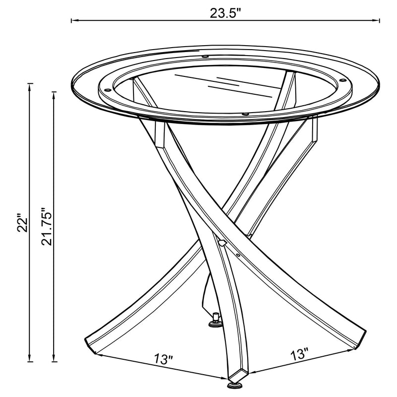 Brooke Round Glass Top Side End Table Metal Base Chrome by Unique Piece Furniture