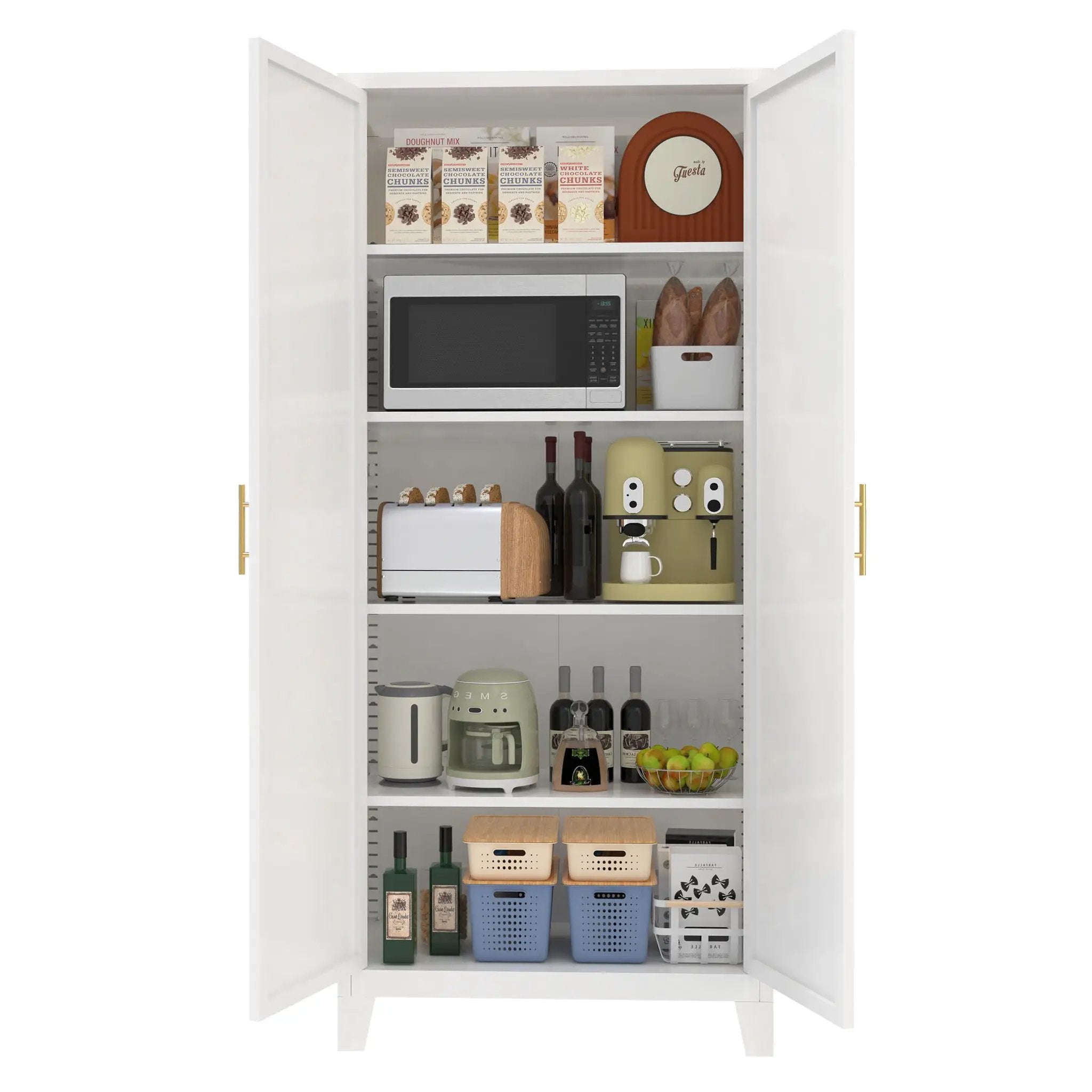 Shapely Doors Cabinet, Metal Storage Cabinet With Doors And Adjustable Shelves by Unique Piece Furniture