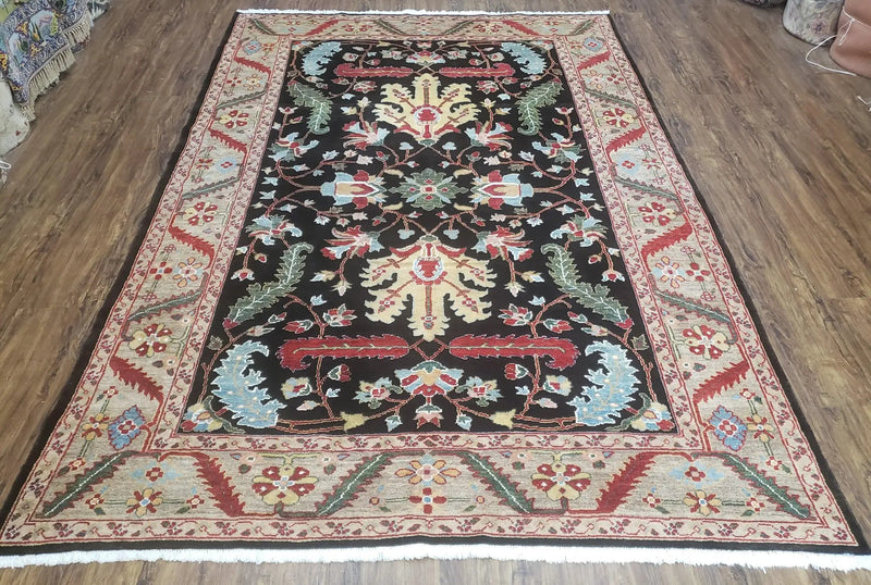 Peshawar Rug, 6x9 Rug, Hand Knotted Wool Area Rug, Black and Silver Rug, Unique Oriental Carpet, Handmade, Medium Sized Rug, Persian Rug by Jewel Rugs