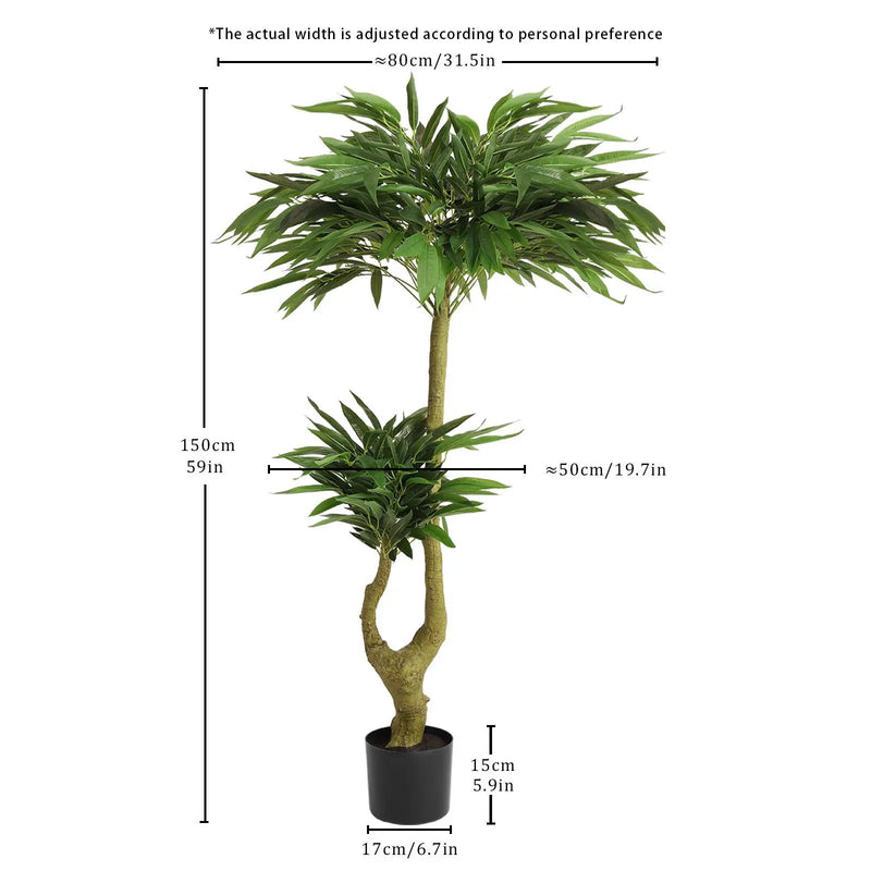 Artificial Dracaena Tree Indoor Faux ery Plant For Decoration, 150Cm - Green by HouseOfZazla
