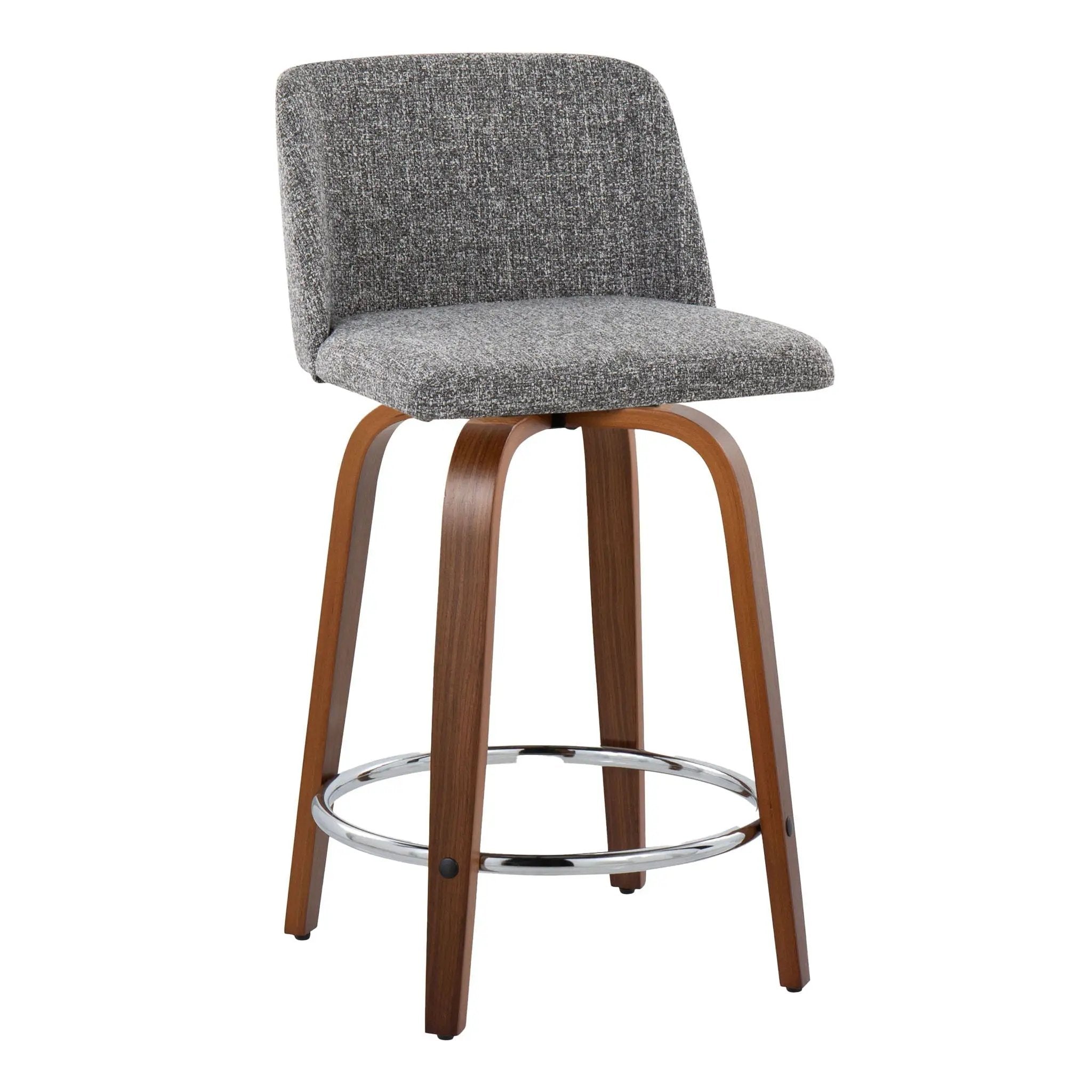 Toriano - Mid Century Modern Fixed Height Counter Stool With Swivel With Round Footrest (Set of 2) by HouseOfZazla
