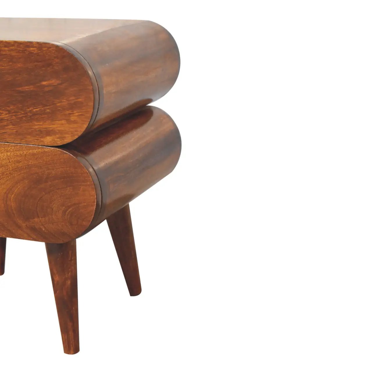 Solid Wood Bubble Chestnut Nightstand, 2-Drawer, Nordic Legs by HouseOfZazla