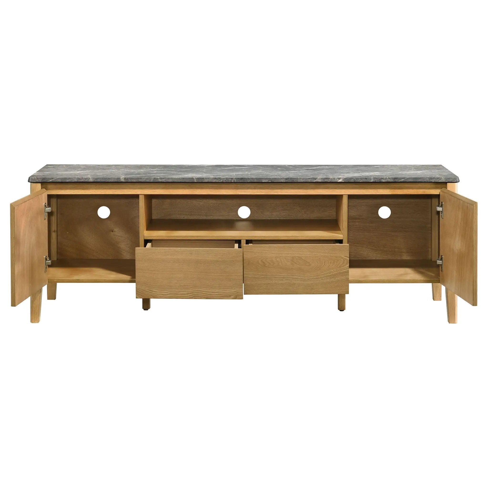 Bradley 63-inch 2-Door SmartTop TV Stand Grey and Natural by Unique Piece Furniture