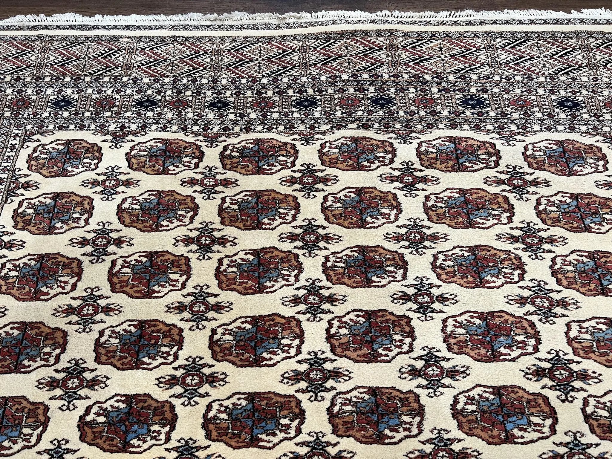 Pakistani Bokhara Rug 8x10, Wool Turkoman Carpet, Ivory/Cream by Jewel Rugs