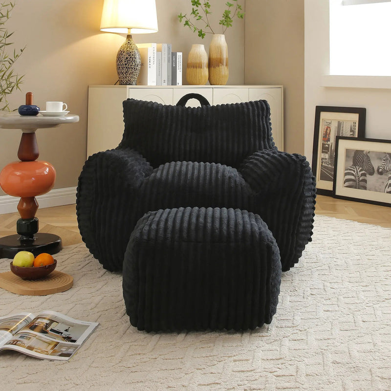 Giant Bean Bag Chair With Armrests And Footstool by HouseOfZazla