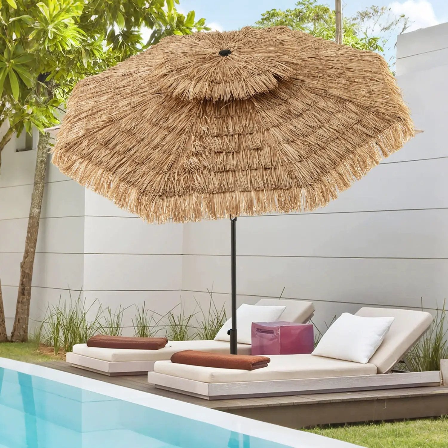 10 FT Tiki Patio Umbrella with 2-Tier Vented Canopy by DirectDeals
