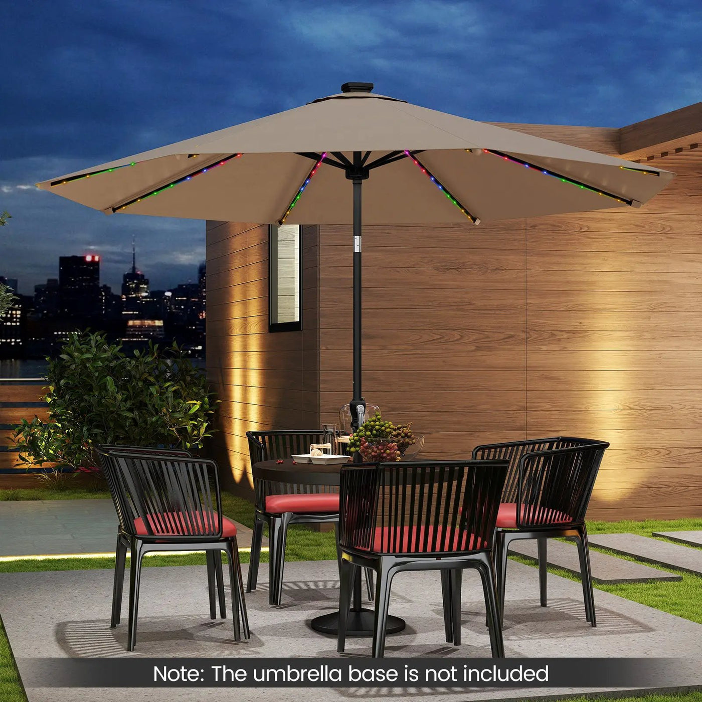 10 Feet Solar Patio Umbrella with 96 Multi-Colored Flowing LED Lights and Tilt Adjustment by DirectDeals