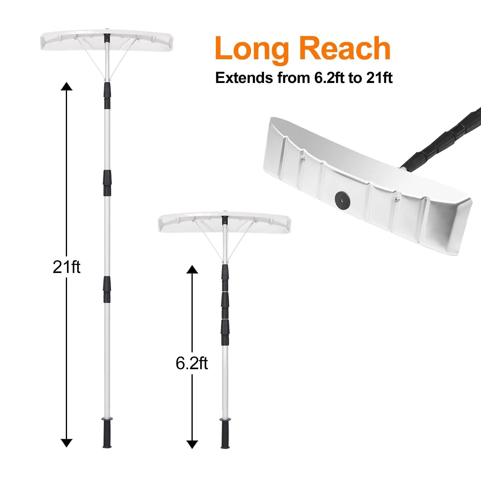 21 Feet Aluminum Large Poly Blade Telescoping Snow Roof Rake by DirectDeals