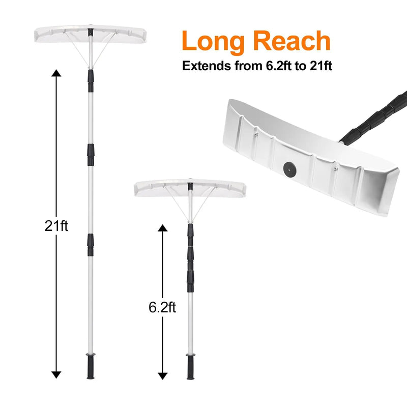21 Feet Aluminum Large Poly Blade Telescoping Snow Roof Rake by DirectDeals