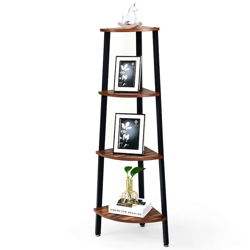 4-Tier Corner Shelf Metal Storage Rack Domestic Bookcase by DirectDeals