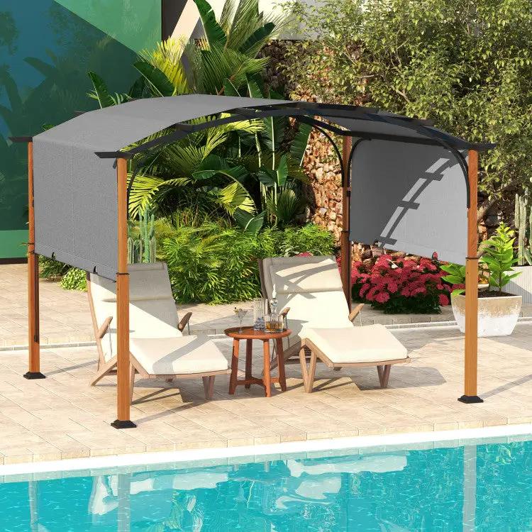 10 x 12 FT Outdoor Retractable Pergola with Retractable Canopy for Patio by DirectDeals