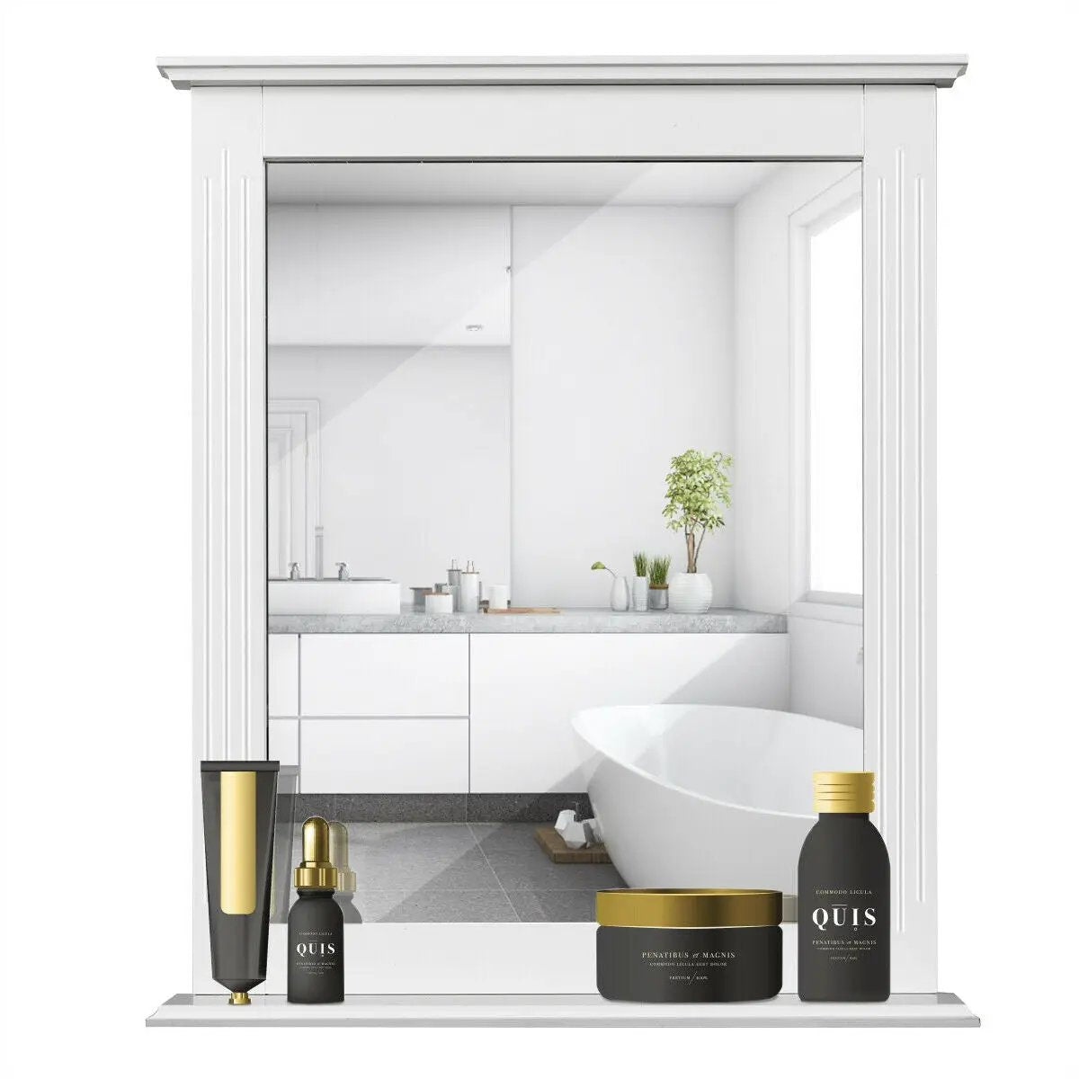 Wall-Mounted Multipurpose Vanity Mirror with Shelf by DirectDeals