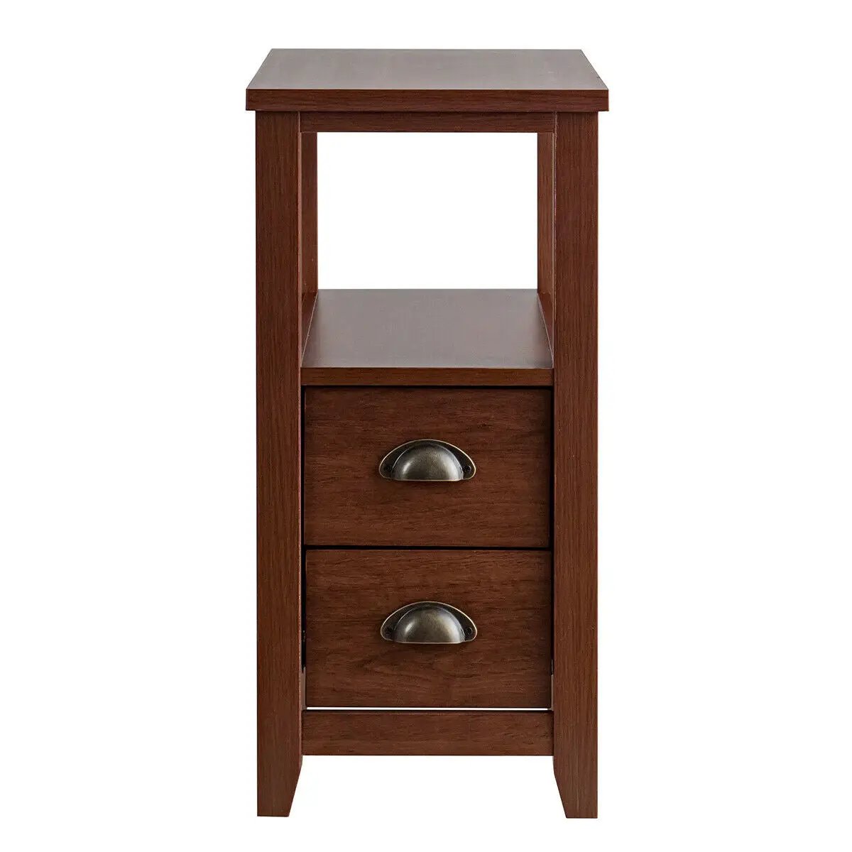 End Table Wooden with 2 Drawers and Shelf Bedside Table by DirectDeals