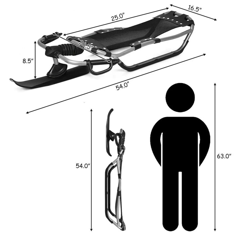 Snow Racer Sled with Textured Grip Handles and Mesh Seat by DirectDeals