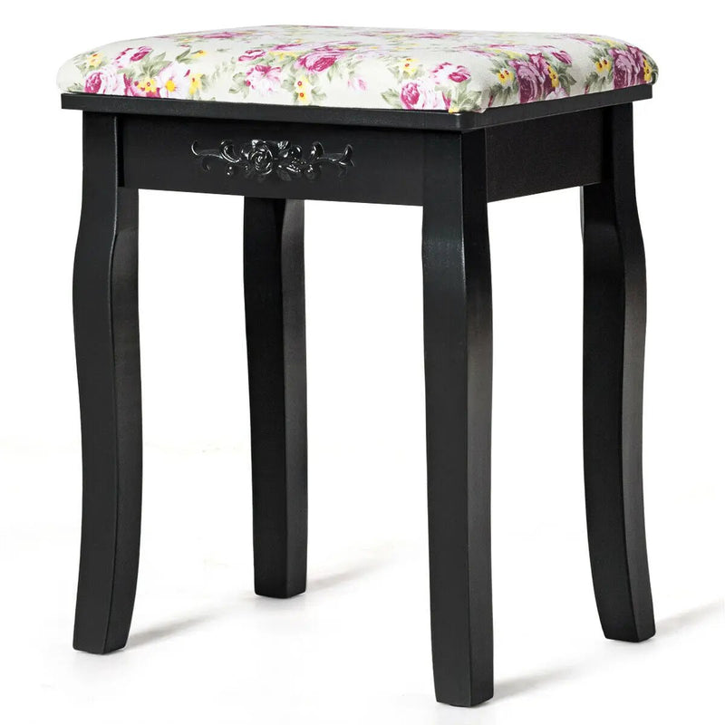 Vanity Wood Dressing Stool Padded Piano Seat with Rose Cushion by DirectDeals