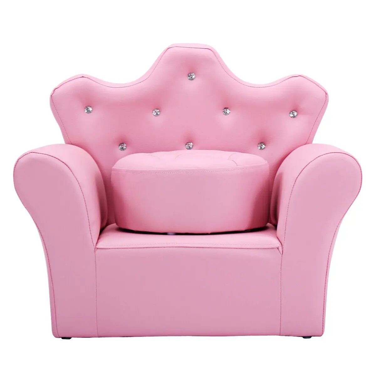 Children Upholstered Princess Sofa with Ottoman and Diamond Decoration for Boys and Girls by DirectDeals