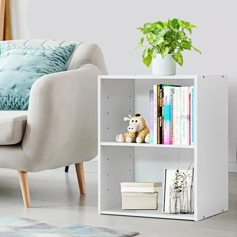 2-Layer Multifunctional Furniture Display Cabinet with Large Capacity Storage Space-White by DirectDeals